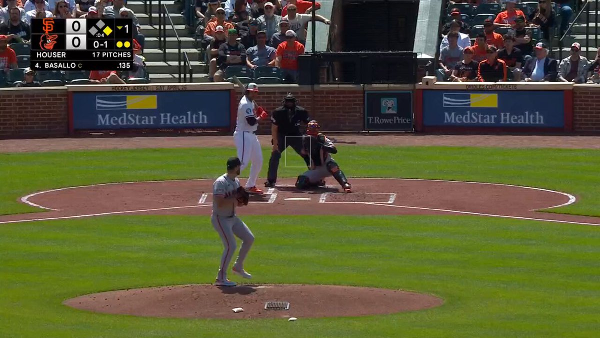 Samuel Basallo goes the other way to give the Baltimore Orioles an early two-run lead!