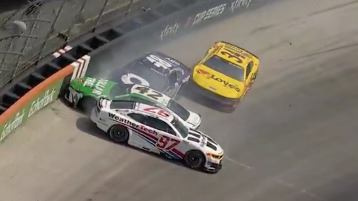 Shane van Gisbergen went around and collected John Hunter Nemechek and Alex Bowman. Slight contact for Todd Gilliland as he was checking up. SVG has gone behind the wall.