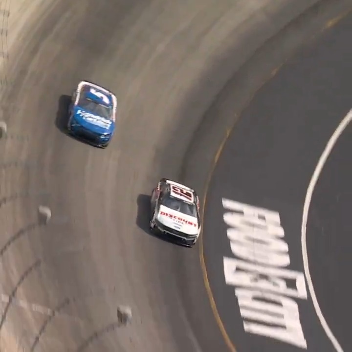 He's been lurking all day! Ryan Blaney is your new leader at Bristol Motor Speedway.