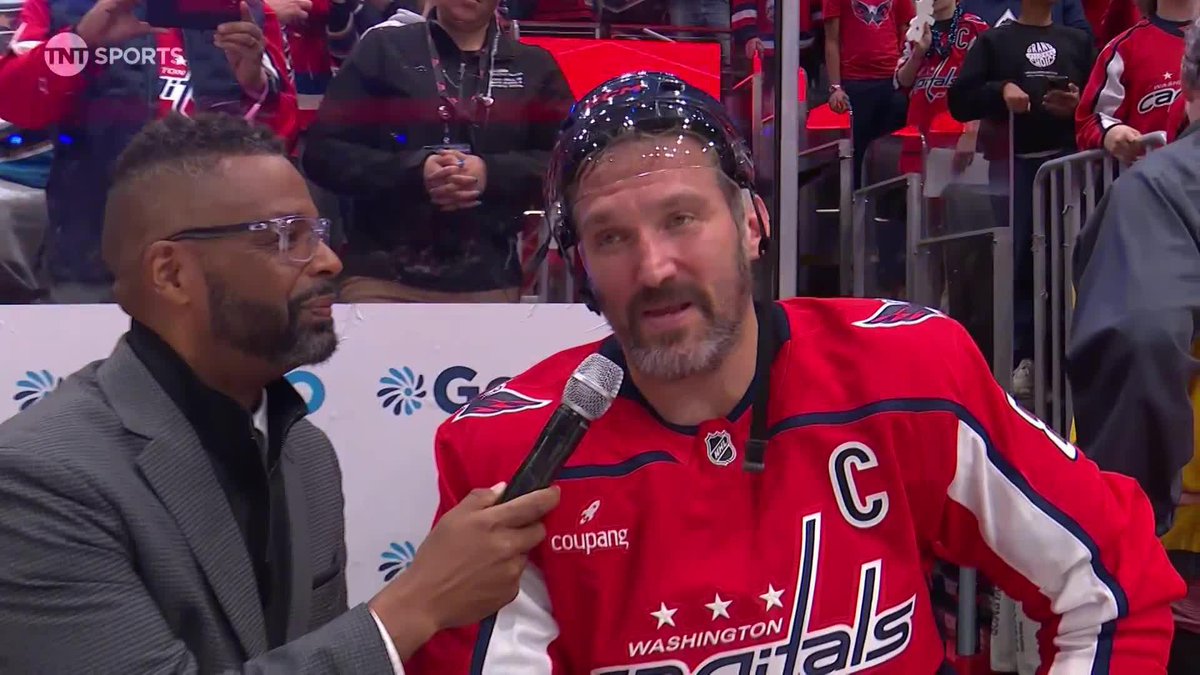 Ovi talks after a HUGE WIN and the Caps fans chant "ONE MORE YEAR!!!!" 👏