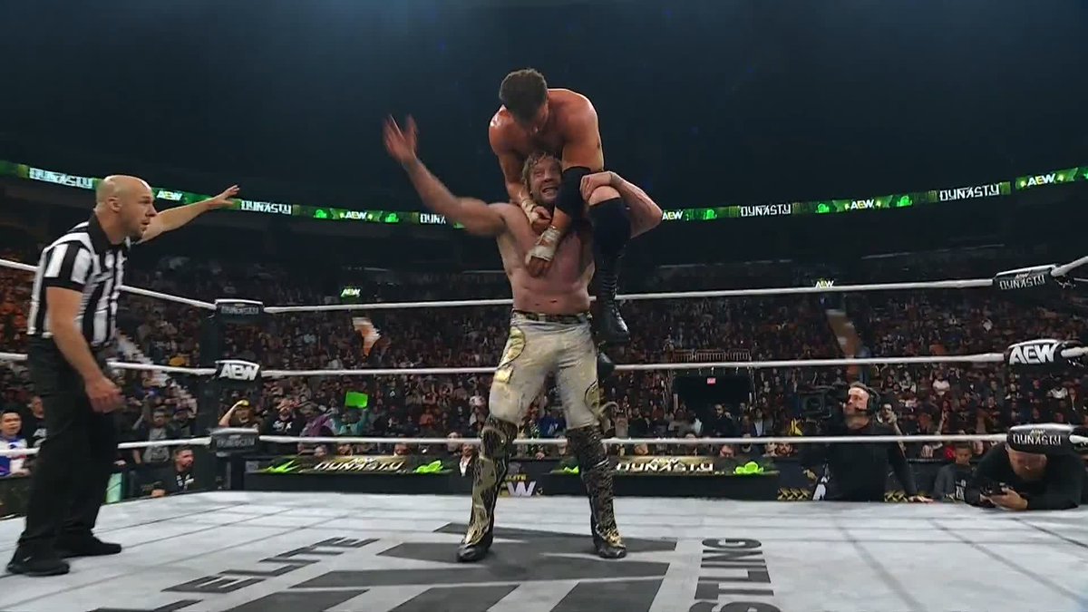 .Maxwell Jacob Friedman™️ pulled referee Bryce Remsburg into the line of fire and just like that, the tide has turned in this match! Watch #AEWDynasty LIVE on HBO Max PPV