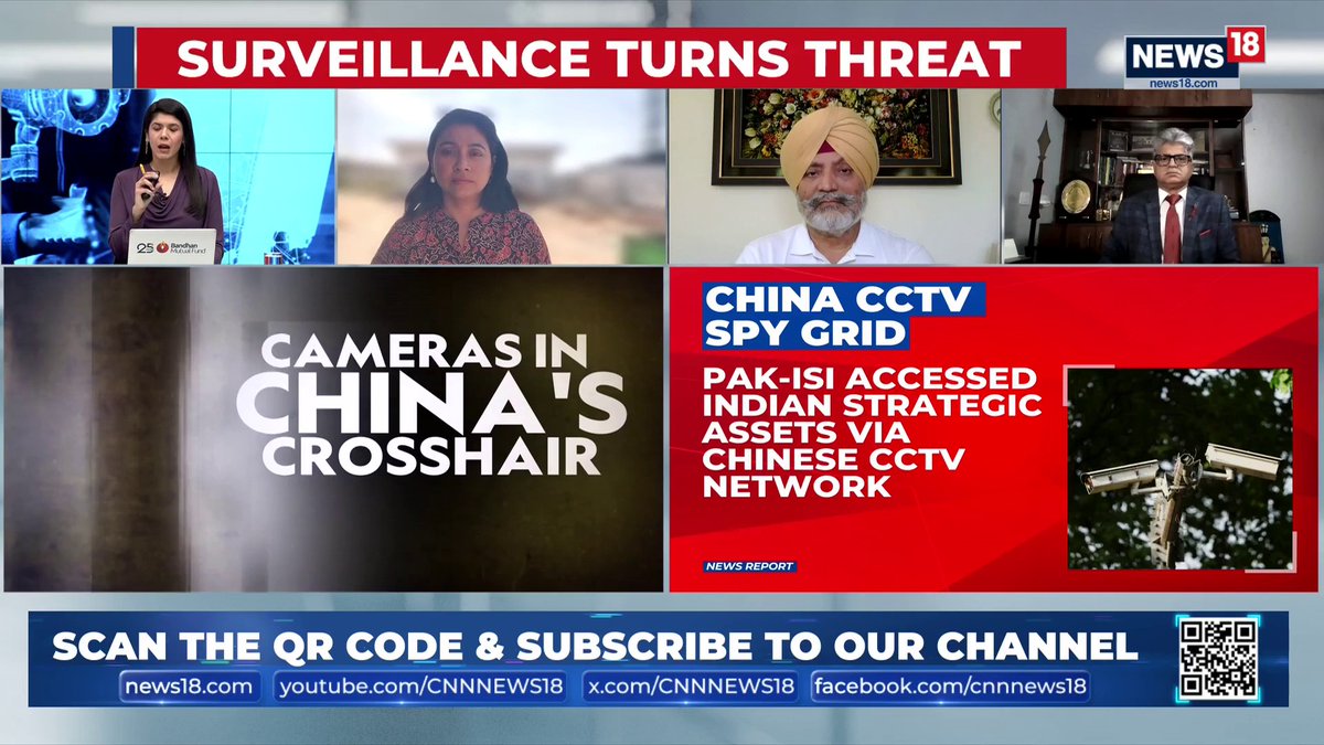 #BreakingNews | China’s CCTV Spy Grid in India Exposed! Real time intelligence gathered on military & tech infra LIVE FEEDS from surveillance cameras used to monitor sensitive locations Espionage network linked to Chinese origin CCTV systems installed in India Lt. Gen. (R.) KJS DHILLON🇮🇳 & Maj Gen Sanjay Soi (Retd) joins the conversation Arunima shares more details #ChinaSpyNetwork #Espionage #IndiaSecurity #SpyNetworkExposed #ChinaCCTV | Kritsween Walia Griha Atul