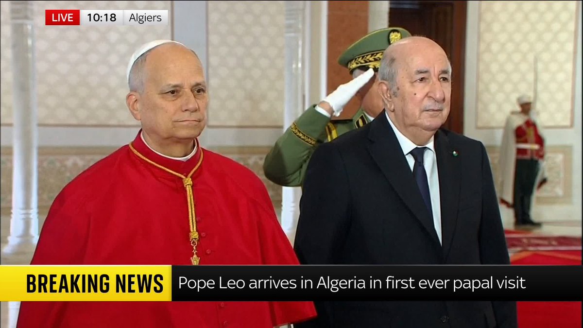 BREAKING: Pope Leo has arrived in Algeria for a papal visit and responded to Donald Trump's Truth Social post where the president said the pontiff "was terrible for foreign policy". Pope Leo told Reuters he didn't "want to get into a debate" with Trump