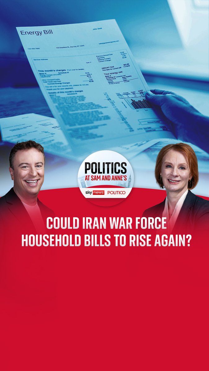 Could the Iran war force household bills to rise again?⁠ ⁠ On this week's episode, Sam Coates Sky and Anne go through three areas which could be impacted.⁠ ⁠ 🎧 Listen to the latest episode of Politics at Sam and Anne's ⬇️