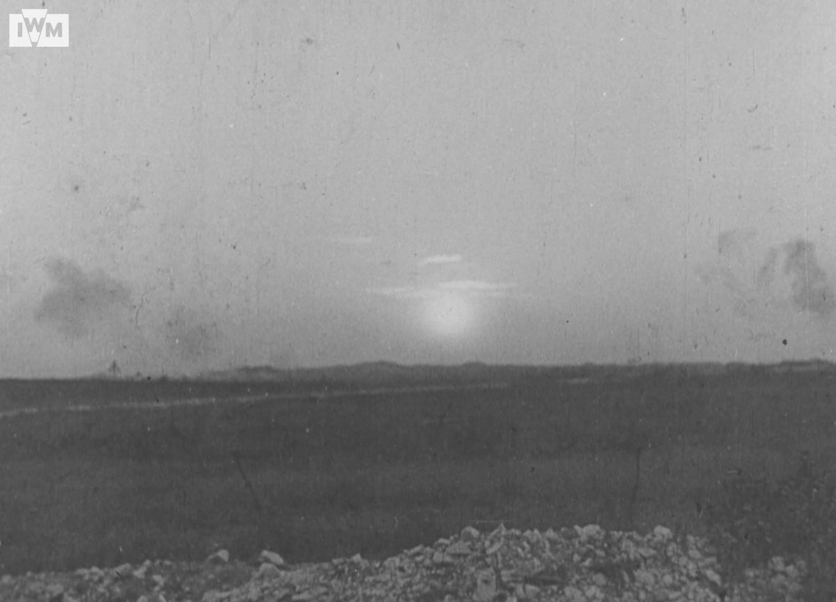 Sunrise on the Western Front. This footage shows Canadian troops at a front-line machine gun post at dawn, filmed in April 1917, probably during the Battle of Arras. Film: IWM 1189