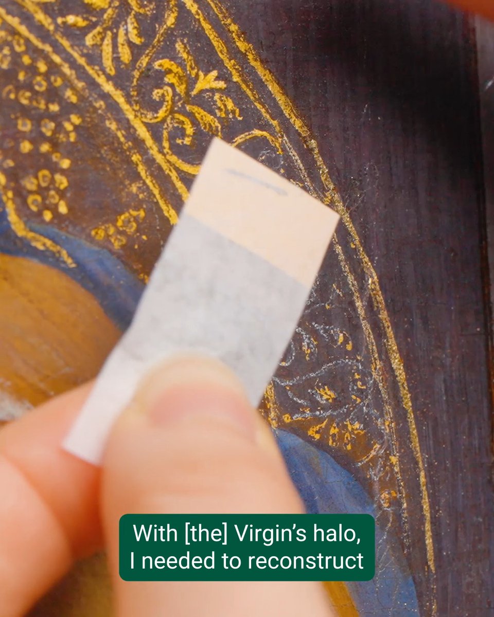 Making the golden haloes from Botticelli’s workshop sparkle ✨ How do you reconstruct areas of lost gold in a 15th-century painting? Go behind the scenes to learn about the gilding restoration of ‘The Virgin and Child with a Pomegranate’.