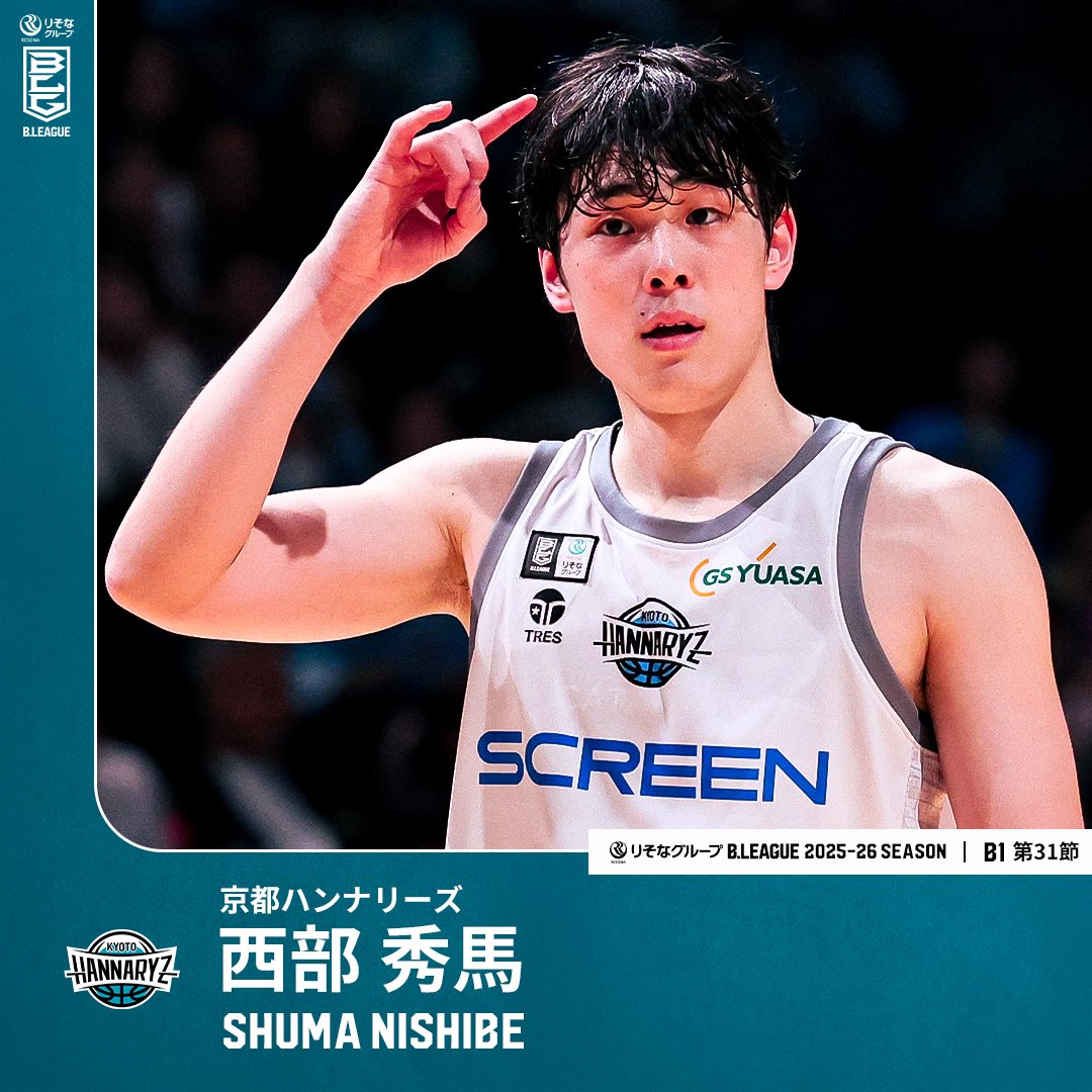 クラブの未来を担うドラフト7位指名のルーキー🌟 初スタメンに堂々と応える活躍ぶり🐎 京都#7 西部 秀馬(SG・SF|189cm) GAME1:18 PTS|4 3FGM|5 REB GAME2:11 PTS|3 3FGM 【第31節 vs 佐賀】 西部 秀馬 京都ハンナリーズ #Bリーグ #りそなグループ