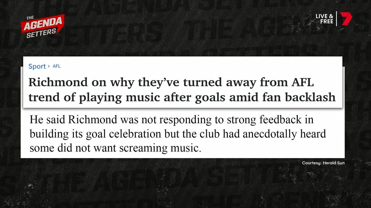 "I'm with Richmond ... You can't even hear yourself think at the footy sometimes." 🗣️ Caroline Wilson on music after goals in the AFL