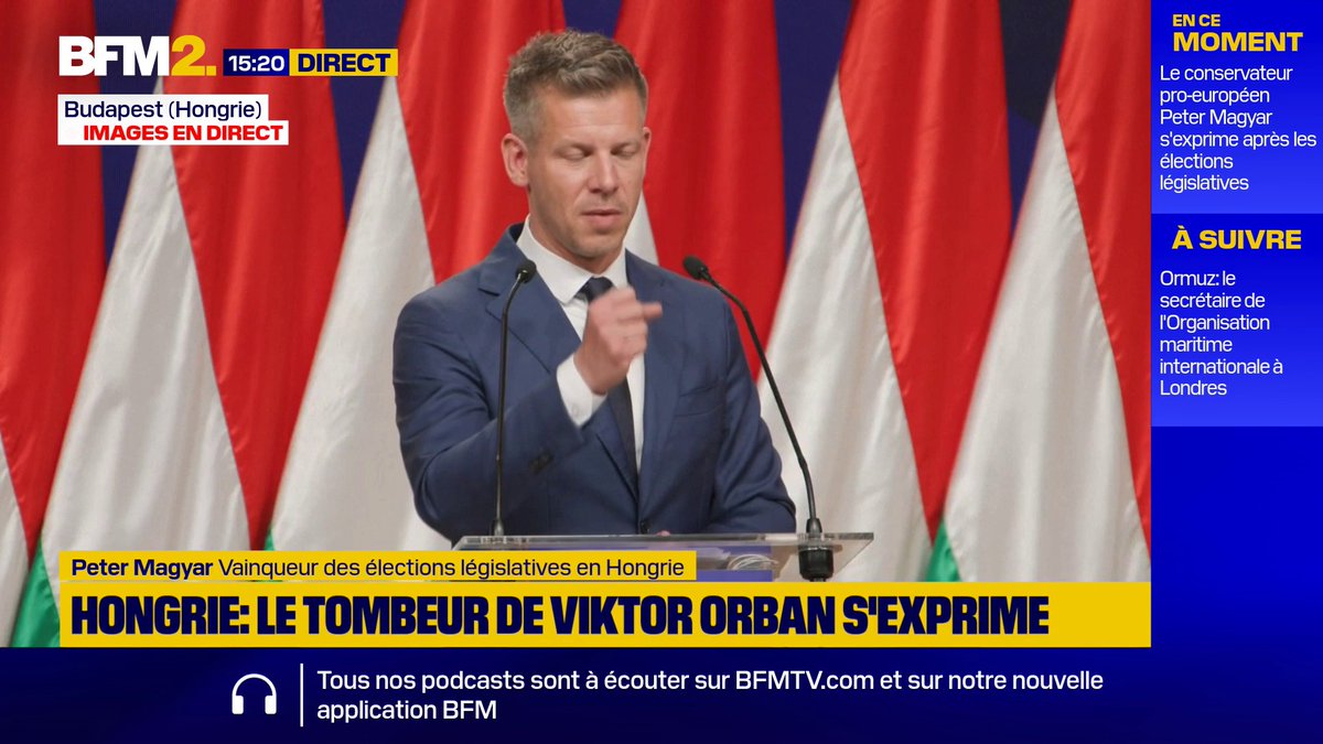 Entrée dans l'UE de l'Ukraine : "Il est exclu" d'admettre dans l'Union européenne un pays en guerre, déclare Peter Magyar, vainqueur des élections législatives en Hongrie #BFM2