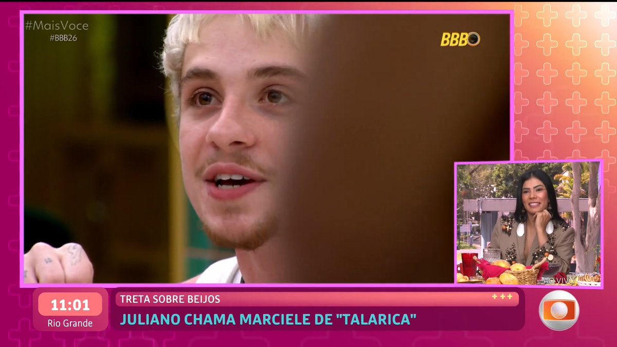 Ana Maria: “Você vai rever o trecho em que o Juliano te chamou de talarica, que é quem se envolve com o crush da outra amiga.” Marciele: “Olha quem fala, né?” #MaisVocê #BBB26