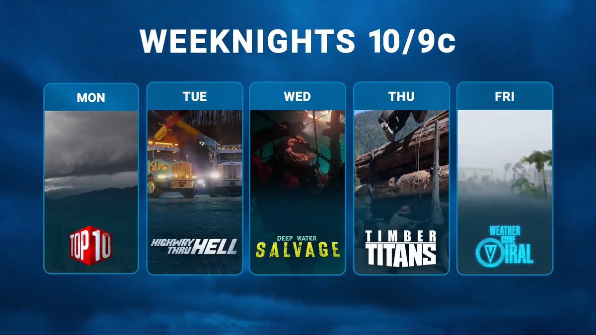 Mother Nature doesn't take a day off, and neither do they. 🌪️ From the highways to the high seas, catch a full week of extraordinary survival. 📺 Tune in weeknights starting at 10/9c on The Weather Channel.