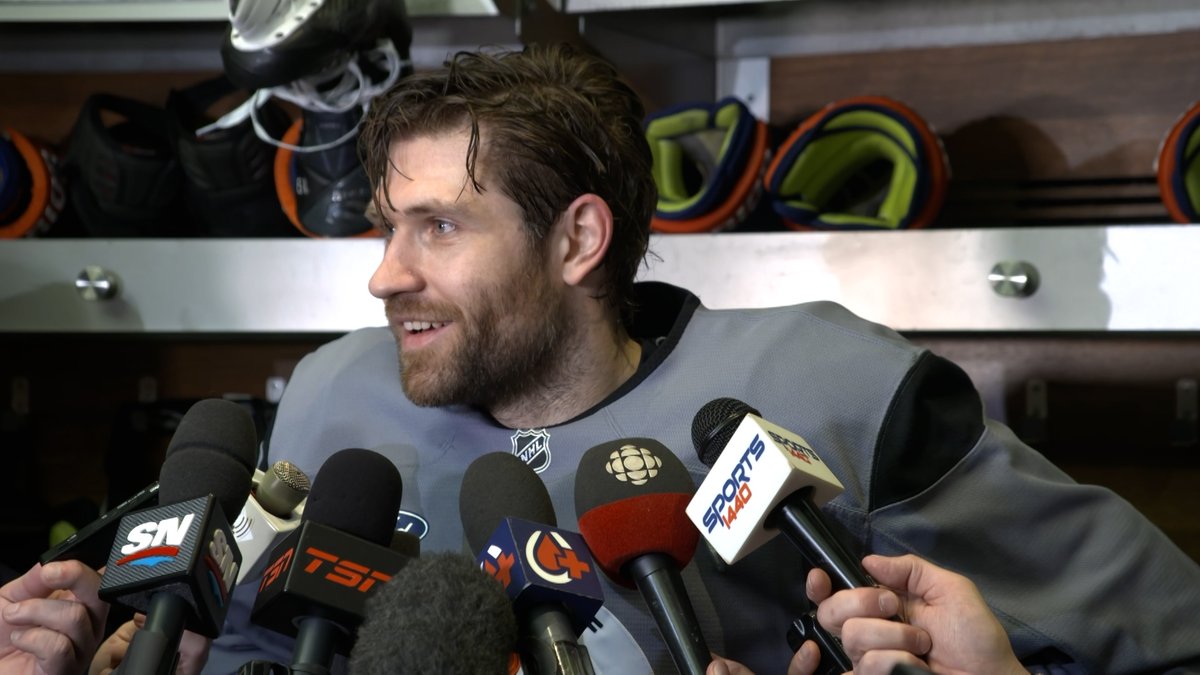 "All in all I feel pretty good & it's just one day at a time." Leon Draisaitl chats with the media after his first practice with the #Oilers since sustaining a lower-body injury on March 15. Enterprise | #LetsGoOilers