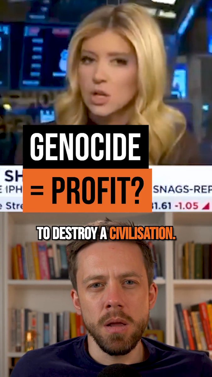 This is Western moral collapse. Trump threatened genocide. And a TV presenter asks what the impact will be on profits.