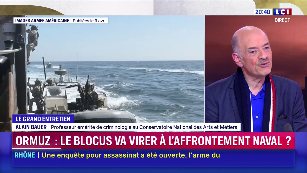 Détroit d'Ormuz : "Ce n'est pas une guerre navale", Alain Bauer, professeur émérite de criminologie au Conservatoire national des Arts et Métiers ▶️ Darius Rochebin