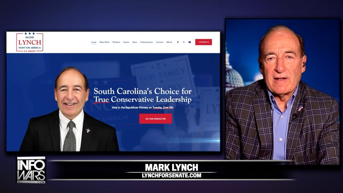 EXCLUSIVE INTERVIEW: Mark Lynch SHOOTS AHEAD Of Lindsey Graham In The Polls, According To Rasmussen Reports! Successful Christian Businessman Mark Lynch Joins Infowars To Break Down Why He Is Running Against Lady Lindsey In The Republican Primary For One Of South Carolina's Senate Seats! Mark Lynch for U.S. Senate 🔴WATCH/SHARE THE LIVE ALEX JONES SHOW NOW: