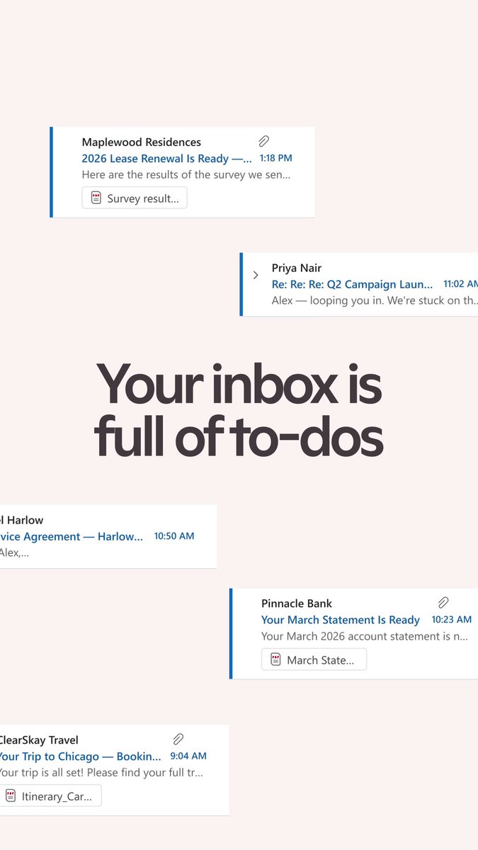 Your inbox already holds your to-dos. Now it can help complete them. Forward an email to Copilot, delegate the work, and get notified when it’s done. Sign up for the waitlist here: