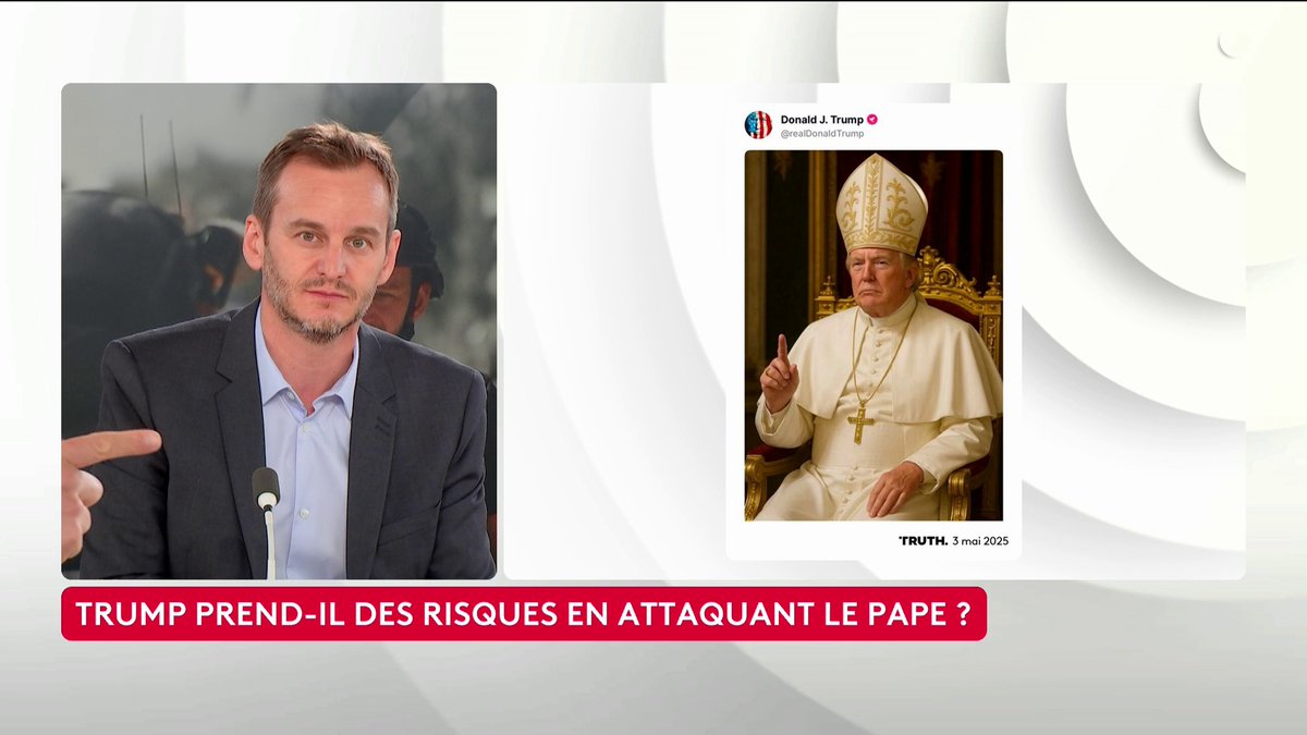 🔴 🗣️ "Ce blasphème, c'est le petit pas de trop", estime notre journaliste international Ben Barnier. Donald Trump a posté une image générée par IA de lui incarnant Jésus et guérissant des malades, avant de la retirer. Loïc de La Mornais #SurLeTerrain #Canal16