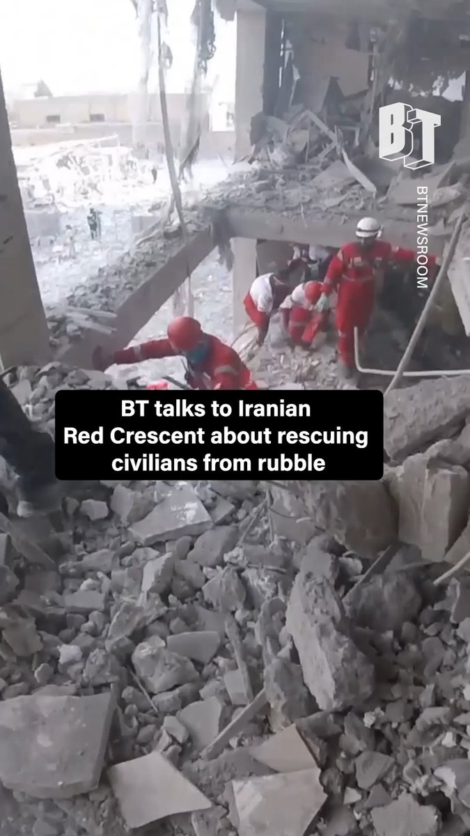 “We enter the building and the rest is in God’s hands.” BT was on the scene in March after the U.S. and Israel committed one of the biggest atrocities in the war, striking several apartment buildings in an East Tehran neighborhood. Iranian Red Crescent first responders — comprised of employed staff and volunteers — rushed to the scene and, equipped with our body cameras, documented their mission. BT interviewed the responders about their experiences pulling civilians from under the rubble. Many of the Red Crescent responders have come to Tehran from smaller towns and stay at modest lodging provided by the city. They are on high alert around the clock. Their mission is extremely dangerous as the location is, at times, bombed a second or third time, minutes after the first strike.
