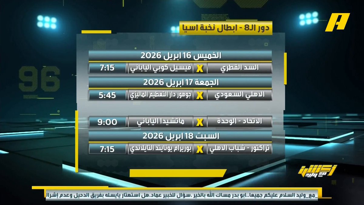 عماد السالمي: الأهلي لعب اليوم مباراة صعبة وسيلعب الجمعة أمام جوهور الماليزي المرتاح .. الأهلي يحتاج نفس #الاهلي_الدحيل مجاناً على MBC شاهد برنامج #أكشن_مع_وليد يومياً الساعة 11:30 مساءً بتوقيت السعودية على MBCAction لمتابعة البث المباشر