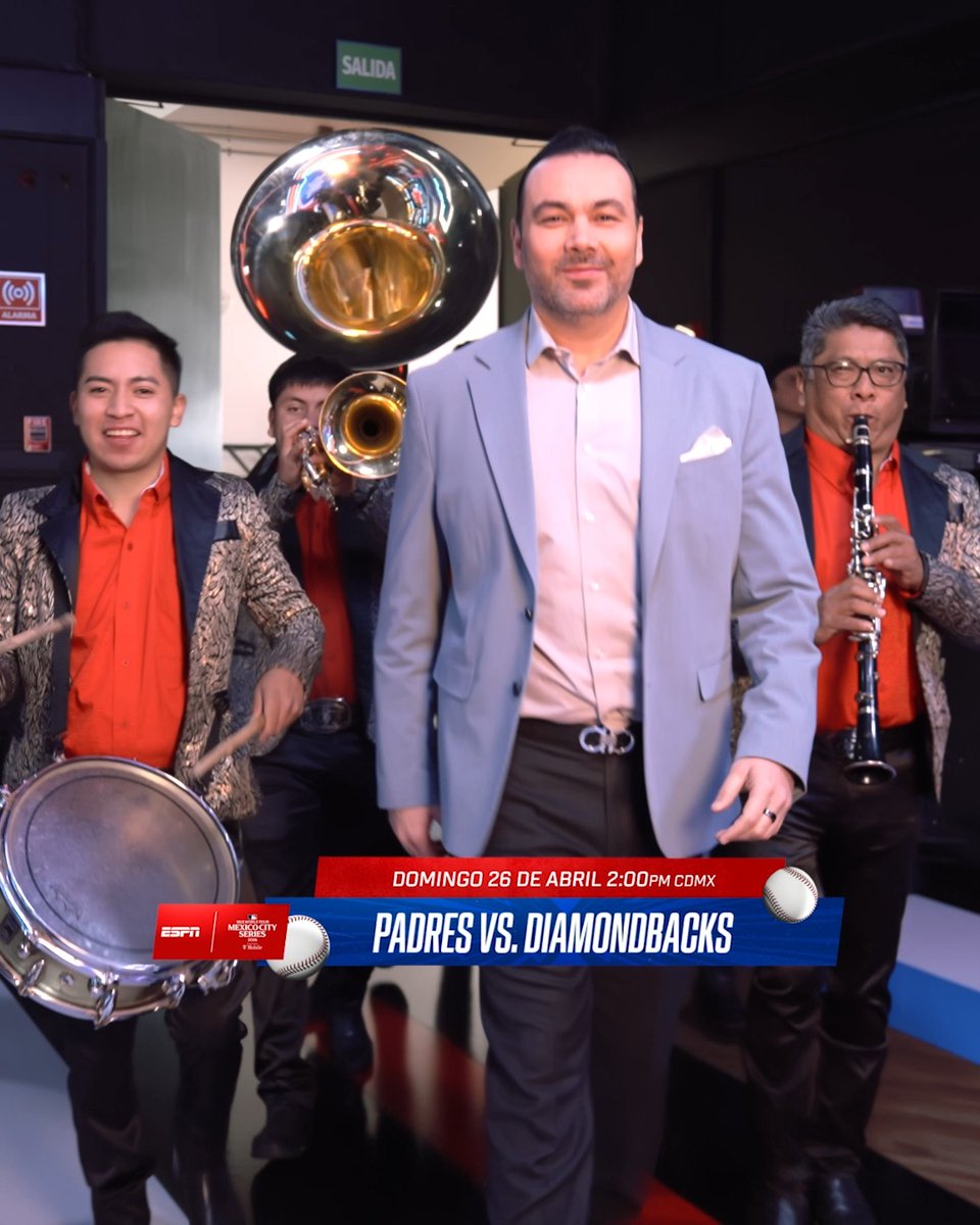 ¡LA BANDA AL RITMO DE LAS GRANDES LIGAS! 😎 🔥 La MLB regresa a México con los Padres y Diamondbacks este 26 abril 🎺 ⚾ Jorge Eduardo Sánchez, Carolina Padrón y Eitan Benezra están listos, ¿y tú? 🙌 Disfrútalo por ESPN y #DisneyPlus Premium 🇲🇽