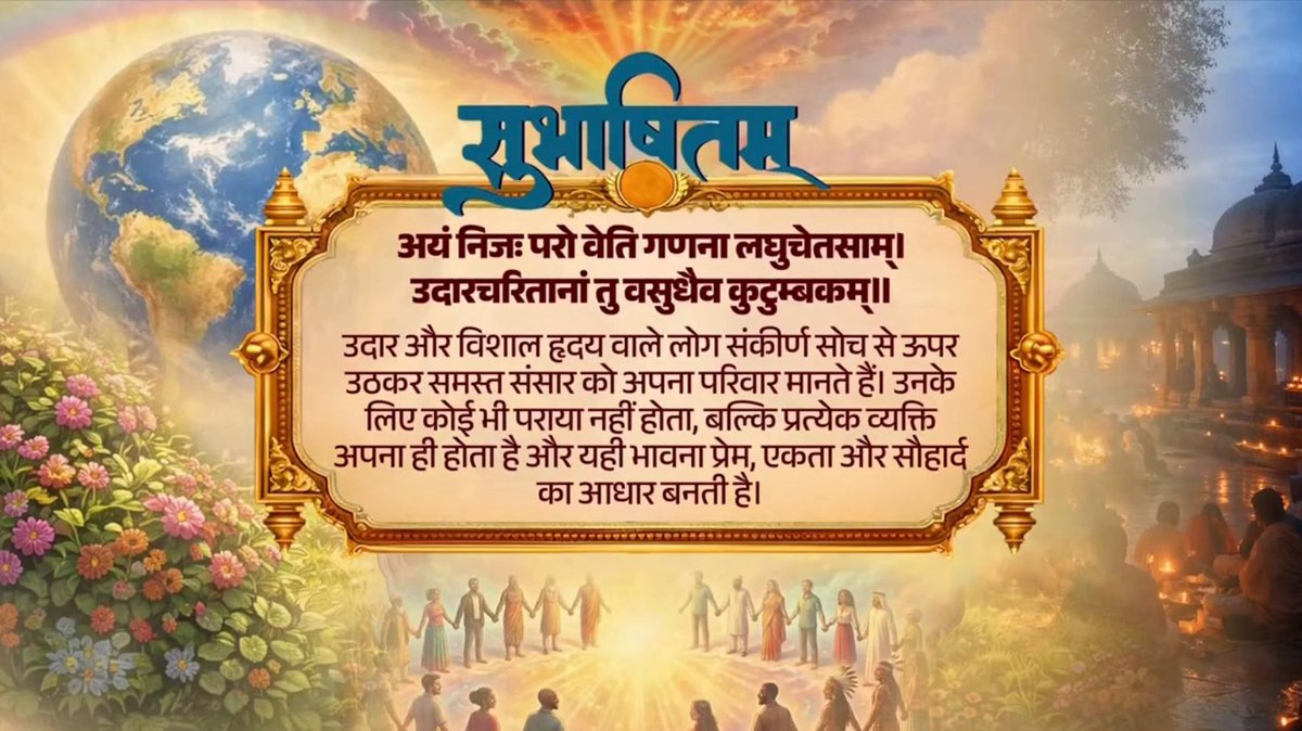 डॉ. बाबासाहेब अम्बेडकर का व्यक्तित्व और कृतित्व राष्ट्र निर्माण के लिए प्रेरणापुंज बना रहेगा। अयं निजः परो वेति गणना लघुचेतसाम्। उदारचरितानां तु वसुधैव कुटुम्बकम्॥