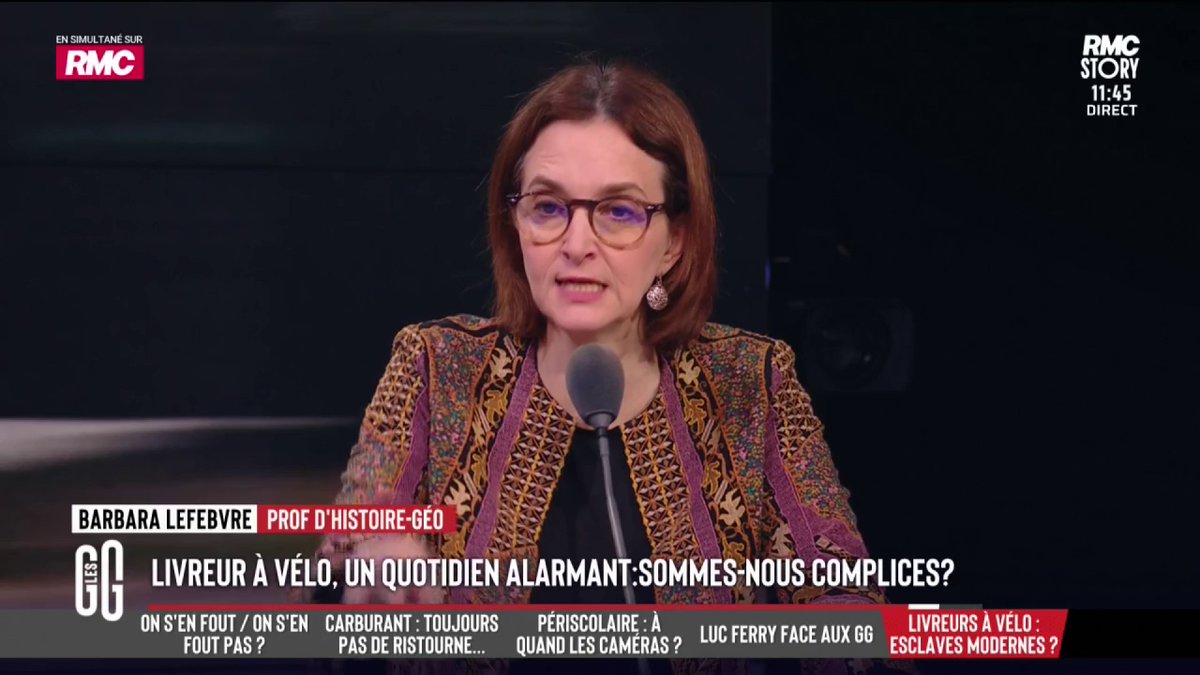 🚴 63h par semaine, salaire inférieur au SMIC : le quotidien alarmant des livreurs à vélo. 🗣️ Barbara Lefebvre : "C'est de l'esclavage moderne. Ceux qui commandent sont complices. Le Parisien ou le Bordelais vote à gauche mais pour son sushi, ça doit arriver vite. " #GGRMC
