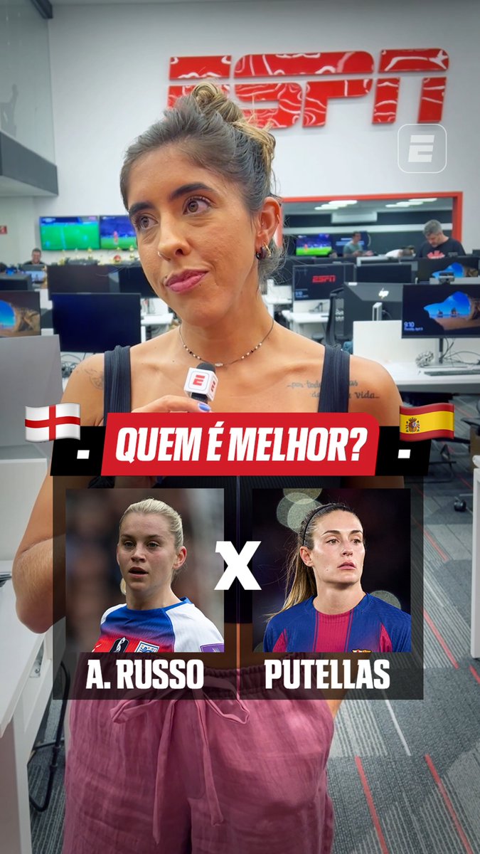 Quem é melhor? À frente do confronto entre Inglaterra e Espanha, Mari Pereira opinou sobre as características de Alessia Russo, destaque inglesa e do Arsenal na temporada, e Alexia Putellas, nome incontestável do Barcelona e da Espanha. Quem vem para o Brasil? ASSISTA a Inglaterra x Espanha, nesta terça-feira, às 15h (de Brasília), pelas Eliminatórias da Copa do Mundo de 2027, na ESPN, pelo Plano Premium do #DisneyPlus #ESPNW #CopaDoMundo #Putellas