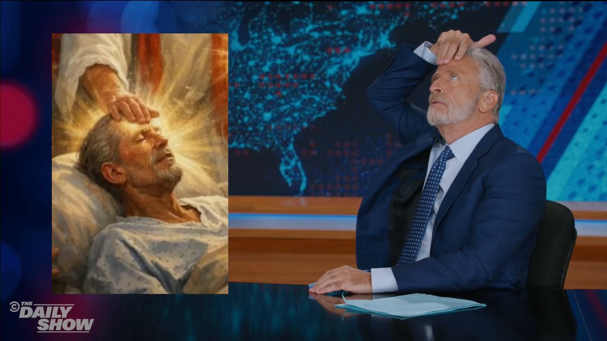 Trump posted an AI image of himself as Jesus healing a bedridden--wait, is that Jon Stewart?!