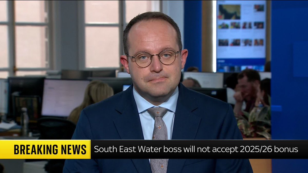 BREAKING: The CEO of South East Water has apologised to customers for the "unacceptable" water outages in December and January, and has announced he will not accept any bonus for the 2025/2026 financial year 📺 Sky 501 and YouTube