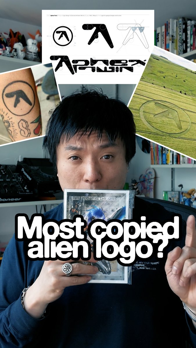 The alien iconography of Paul Nicholson who did the Aphex Twin logo as well as The Laughing Man from Ghost in the Shell Stand Alone Complex