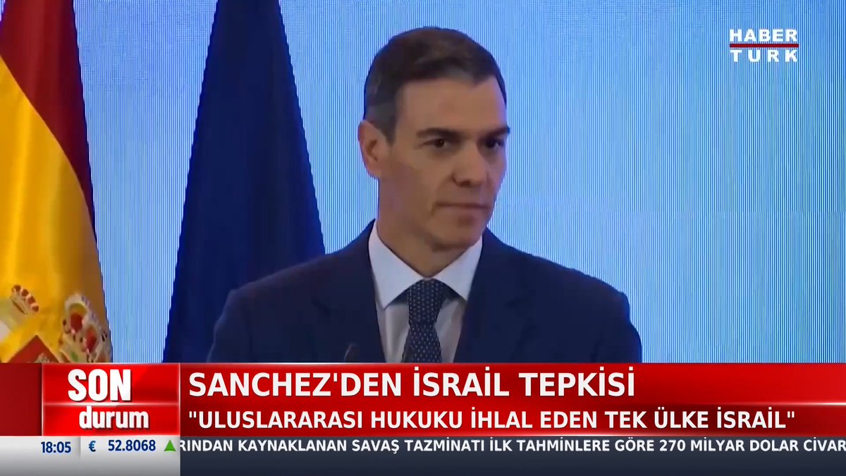 📌Sanchez'den İsrail tepkisi. "Uluslararası hukuku ihlal eden tek ülke İsrail"
