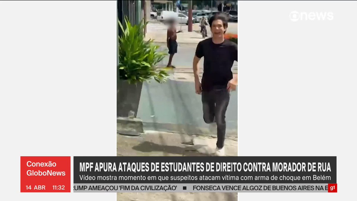 Vídeo: alunos de direito atacam homem em situação de rua com arma de choque e riem da agressão, em Belém. ➡️ Assista à #GloboNews: