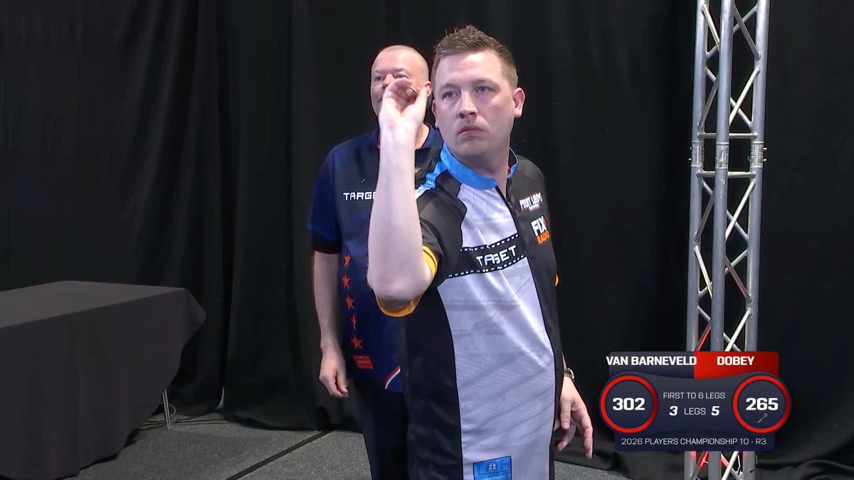 DOBEY FENDS OFF BARNEY! Chris Dobey extends his winning run in Wigan to a remarkable TEN matches, recording a 105+ average to get past Raymond van Barneveld 6-3! 📺 #PC10