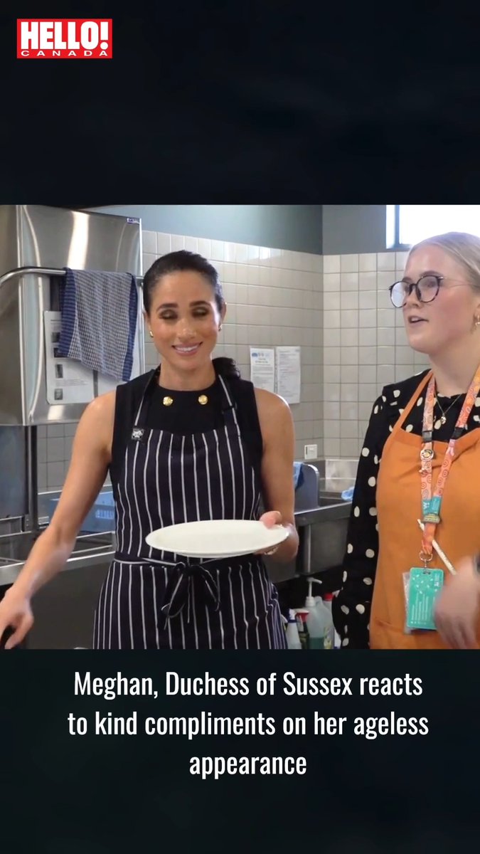 Meghan, Duchess of Sussex shared a lovely, lighthearted exchange during a visit to one of Melbourne's women's homeless shelters, reacting sweetly to being told she has "no wrinkles" ☺️ As she helped serve a fresh frittata, she was given glowing compliments by an attendee named Leah. The Duchess, 44, was full of gratitude, laughing and assuring her that she does still have some, calling Leah "so nice" 💖 📽️ : Getty #PrinceHarryandMeghan
