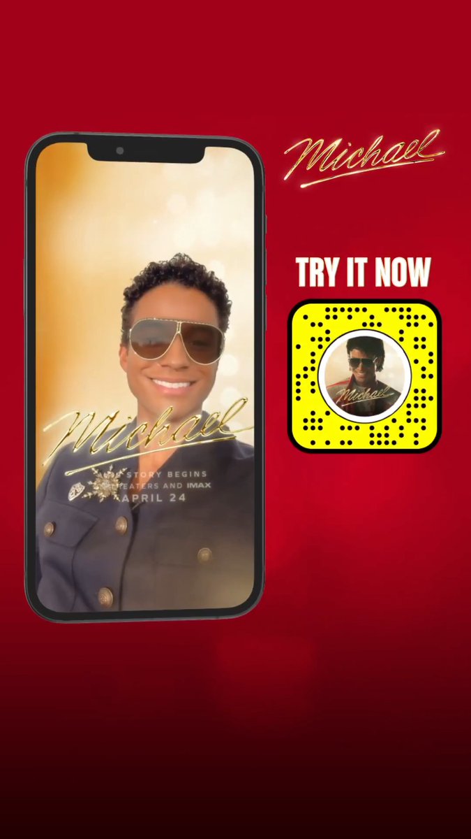 It's your time to shine. Try the new #MichaelMovie lens NOW on Snapchat, and go see MICHAEL — in theaters and IMAX April 24.