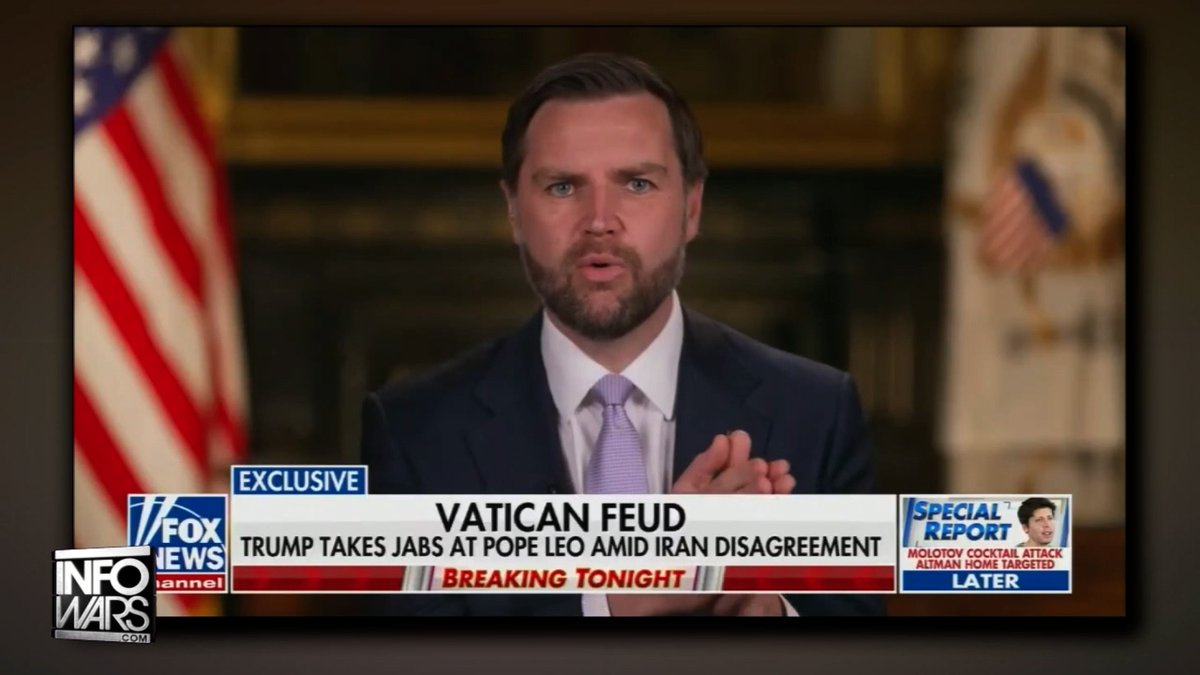 UPDATE: Practicing Catholic JD Vance Responds To Trump's Ongoing Political Feud With Pope Leo XIV "I Certainly Think- In Some Cases- It Would Be Best For The Vatican To Stick To Matters Of Morality & What's Going On In The Catholic Church, And Let The President Of The United States Stick To Dictating American Public Policy!" 🔴WATCH/SHARE THE LIVE ALEX JONES SHOW NOW: