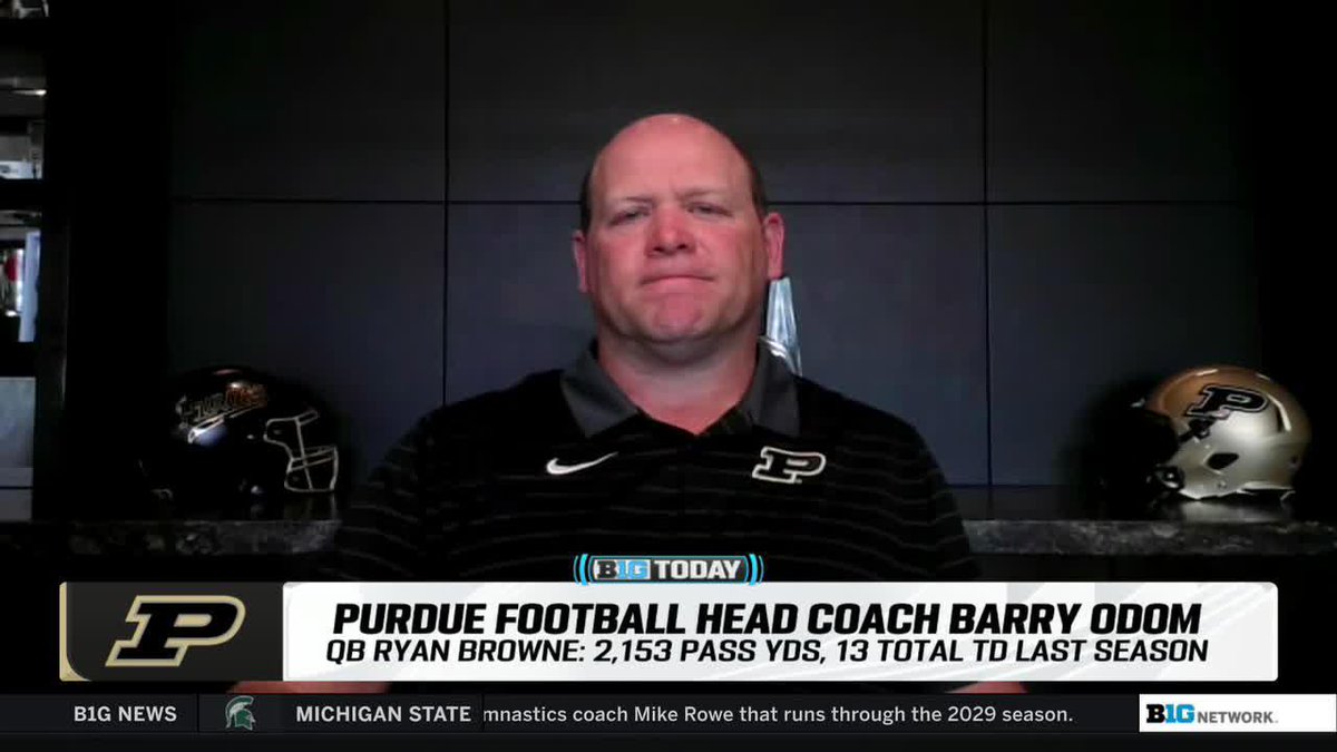 "He's in line to have a really, really special '26." Purdue Football HC Barry Odom on the growth he’s seen from QB Ryan Browne this spring 👇 #B1GToday