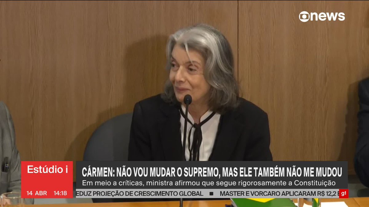 ‘Eu não mudei e não vou mudar o Supremo, mas o Supremo também não me mudou’, diz Cármen Lúcia. Em meio a críticas, ministra afirmou que segue rigorosamente a Constituição. ➡️ Assista à #GloboNews: #Estúdioi