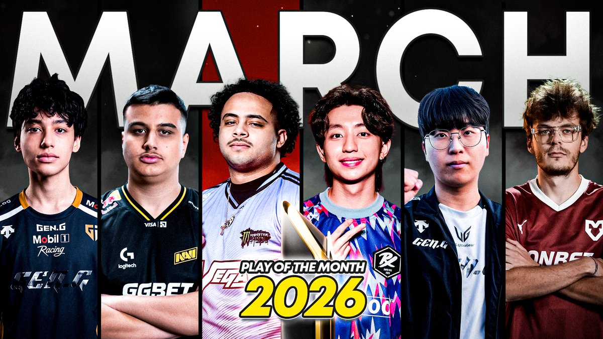 The March #PlayOfTheMonth is live! Hosted by TommyT999, with incredible plays from: NAVI Makazze | Gen.G Esports_Top Kiin | PRX f0rsakeN | GGM1 frosty | FaZe 04 | BOOM 🗳️ Cast your vote now: Voting closes May 10.