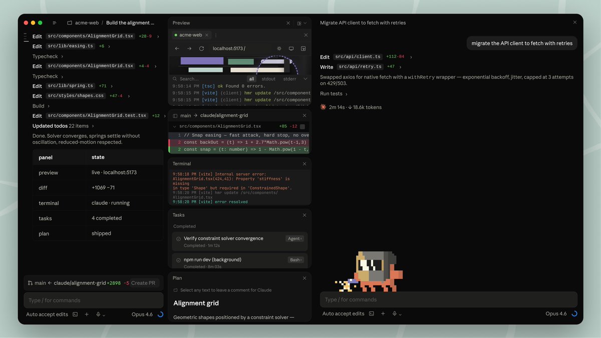 We've redesigned Claude Code on desktop. You can now run multiple Claude sessions side by side from one window, with a new sidebar to manage them all.
