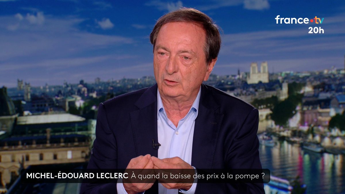 🔴🎙️"Aujourd'hui, dans le prix du carburant, il y a presque 55% de taxe", Michel-Edouard Leclerc, président du comité stratégique des centres E. Leclerc, décrypte sa proposition pour faire baisser le prix du carburant à la pompe. #JT20h