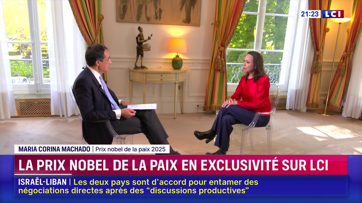 Donald Trump "est le seul dirigeant du monde qui a fait des choses pour permettre la liberté du Venezuela", María Corina Machado prix Nobel de la paix 2025 ▶️ Darius Rochebin