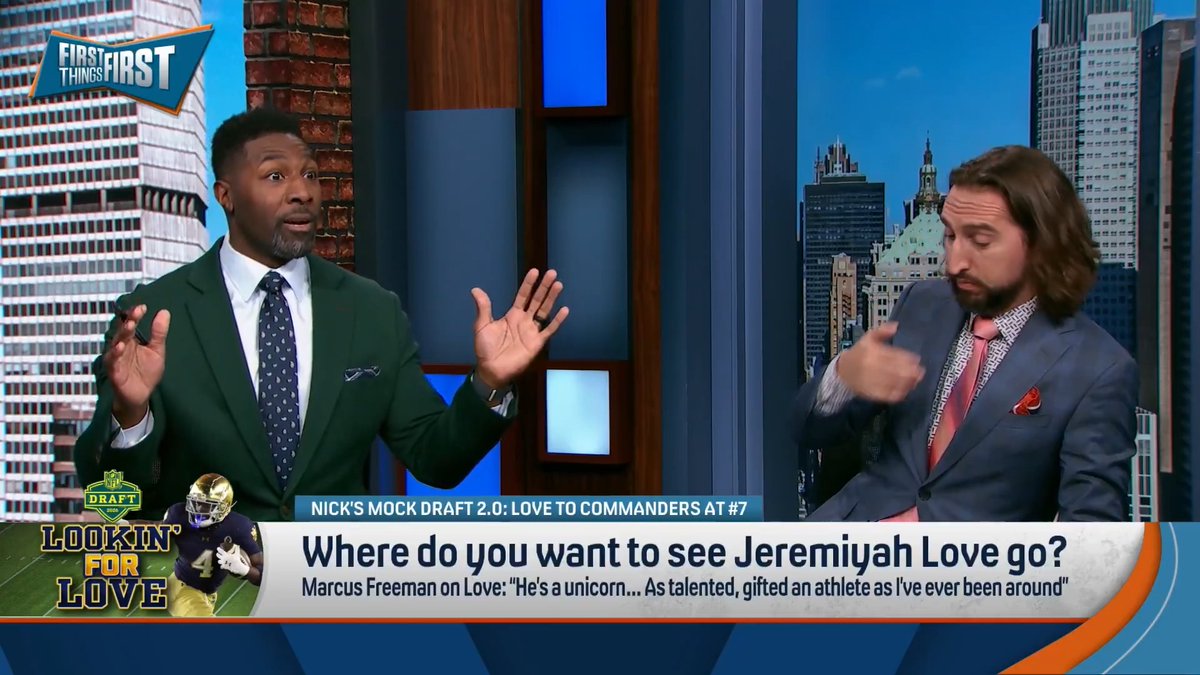 Great minds think alike 👀 Greg Jennings and nick wright BOTH think Jeremiyah Love should go to the Vikings: “The other glaring need on that offense is behind your quarterback in the backfield…He would change everything!” — Greg