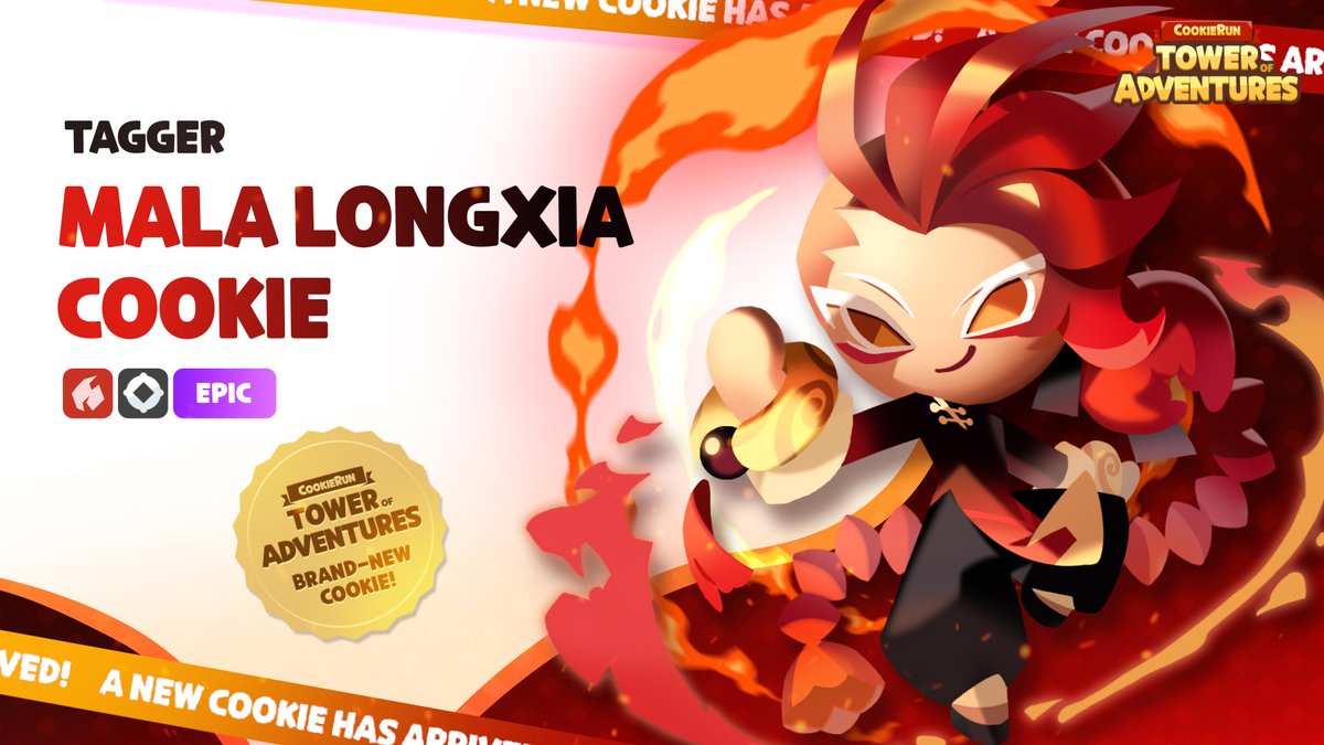 "My dough is itching... Anyone up for a training match?" Appearing anywhere there are heated conflicts, to settle arguments and break up fights, Mala Longxia Cookie is here! 🔥 Meet him now, in CookieRun: Tower of Adventures! #CookieRun #TowerOfAdventures #Update