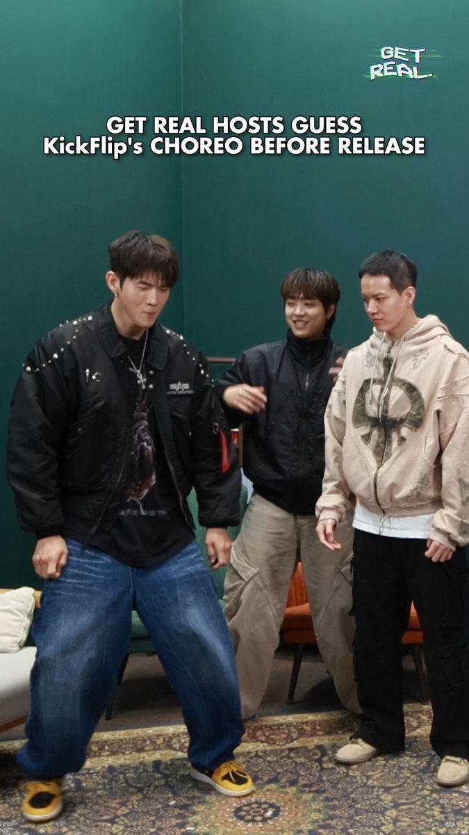 Get Real hosts tried to guess the choreo to KickFlip’s “Eye-Poppin’” before it was released… were they close enough? 🤔 New episode with Kyehoon and Donghyeon of KickFlip coming to you on April 15, 6PM PT / April 16, 10AM KST! #GetReal #BM #PENIEL #JUNNY #DIVEStudios KickFlip