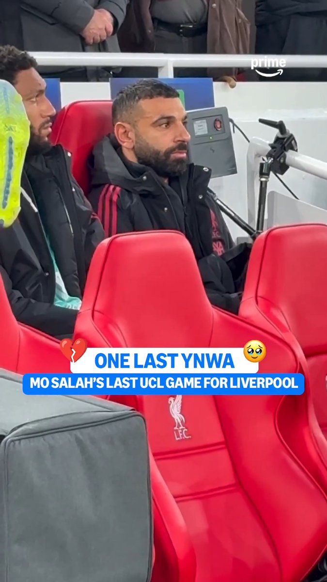 When Mo Salah heard 'You'll Never Walk Alone' one last time as a Liverpool player on a UCL night at Anfield ๐ฅน