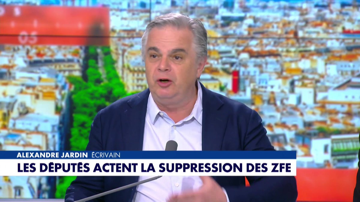 Les députés actent la suppression des ZFE : "Le peuple à gagné (...) Les ZFE ne vireront pas les pauvres des villes (...) On va rester un pays républicain. Il n'y aura pas de rupture d'égalité" déclare Alexandre Jardin dans #HDPros sur #Europe1 Pascal Praud