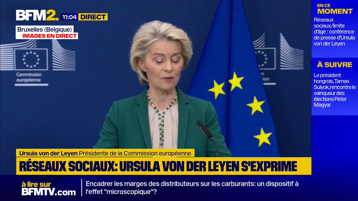 Réseaux sociaux : "notre application européenne de vérification de l'âge est prête", annonce Ursula von der Leyen #BFM2