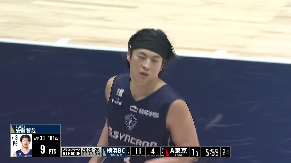 きてます👌 古巣対戦となる横浜BC#3 安藤が試合開始4分で早くも3本! Seiya Ando 横浜ビー・コルセアーズ 📡バスケットLIVEで生配信中 #Bリーグ #りそなグループ