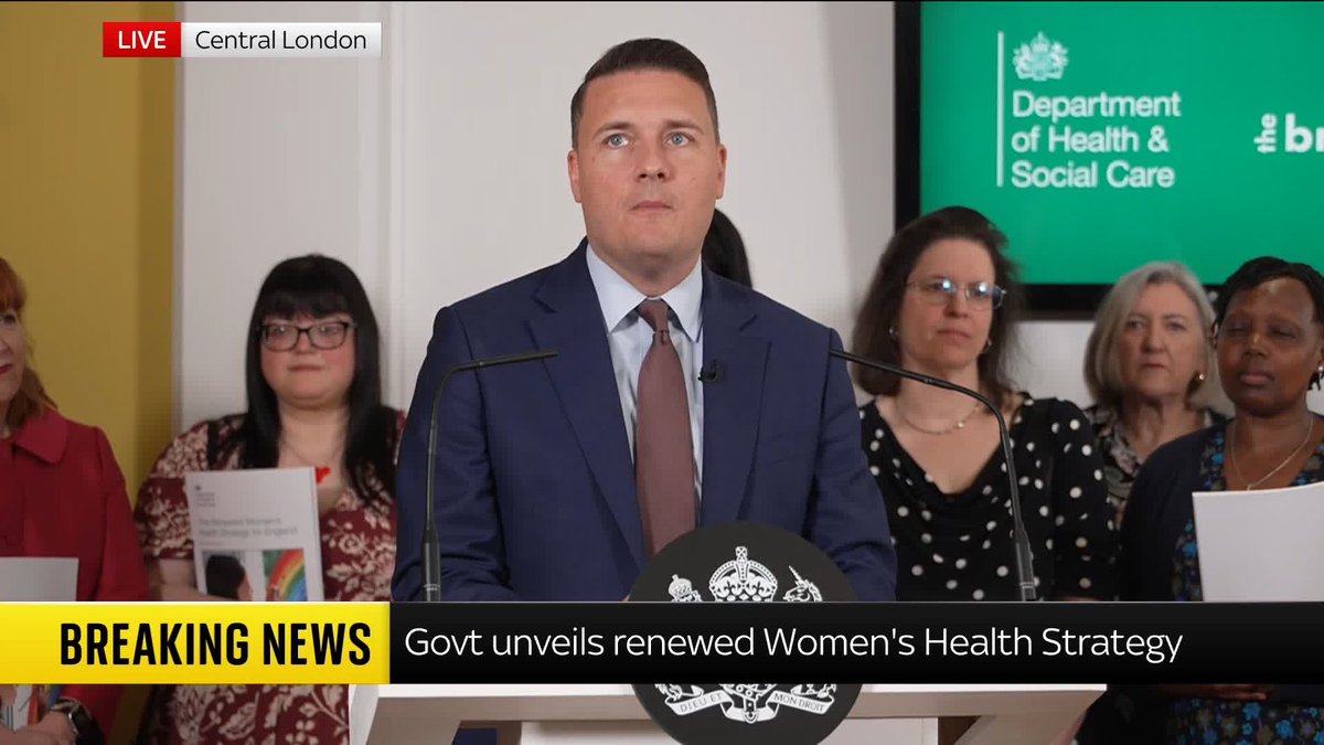 Wes Streeting says "the NHS has a problem with basic everyday sexism and an appalling culture of medical misogyny" during a speech at the launch of the government's new Women's Health Strategy. 📺 Sky 501, Virgin 602, Freeview 233 and YouTube
